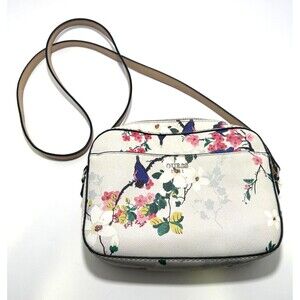 Guess 1981 Women's Cross Body Handbag White Floral Design